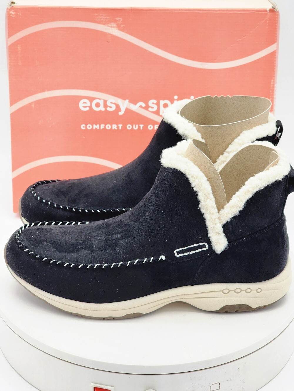 Easy Spirit Setuva2 Black Suede Faux Fur Ankle Boots Women’s Size 9.5 M Comfort - Picture 6 of 10